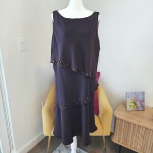 NWT SL FASHIONS Women's 18 Coffee Brown tiered dress